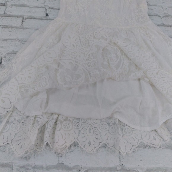 Free People Dress Womens 4 Ivory White Verushka Halter Neck Sleeveless Lace Mini - Picture 4 of 14